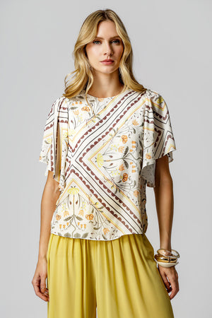 Blusa Estampada Manga Angel - LARANJA 1220