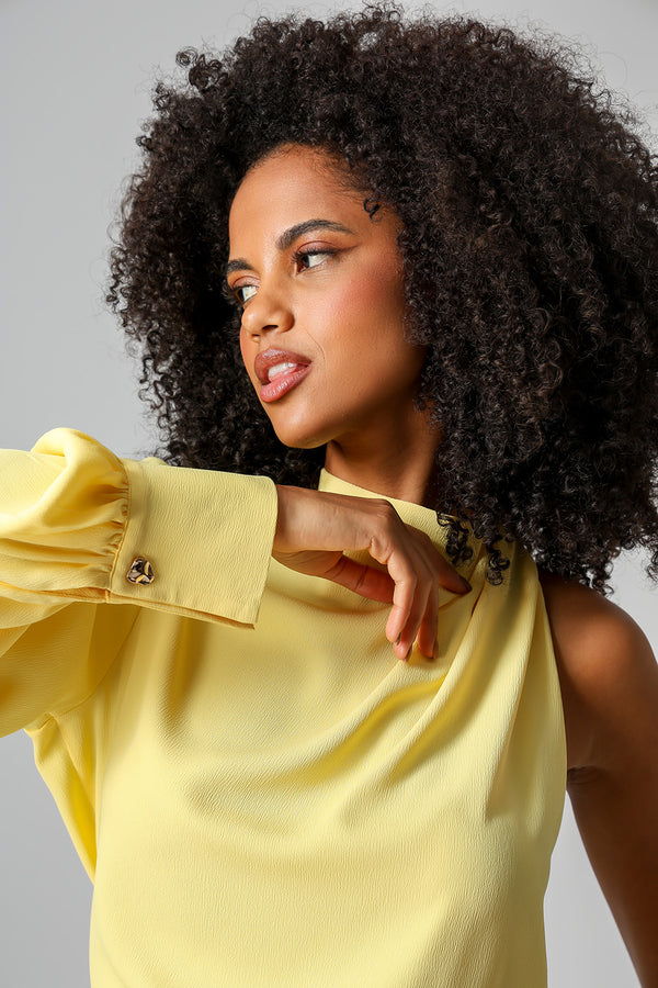 Blusa Assimétrica De Ombro Único - AMARELO
