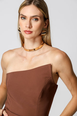 Top Alfaiataria Assimétrico - TABACO