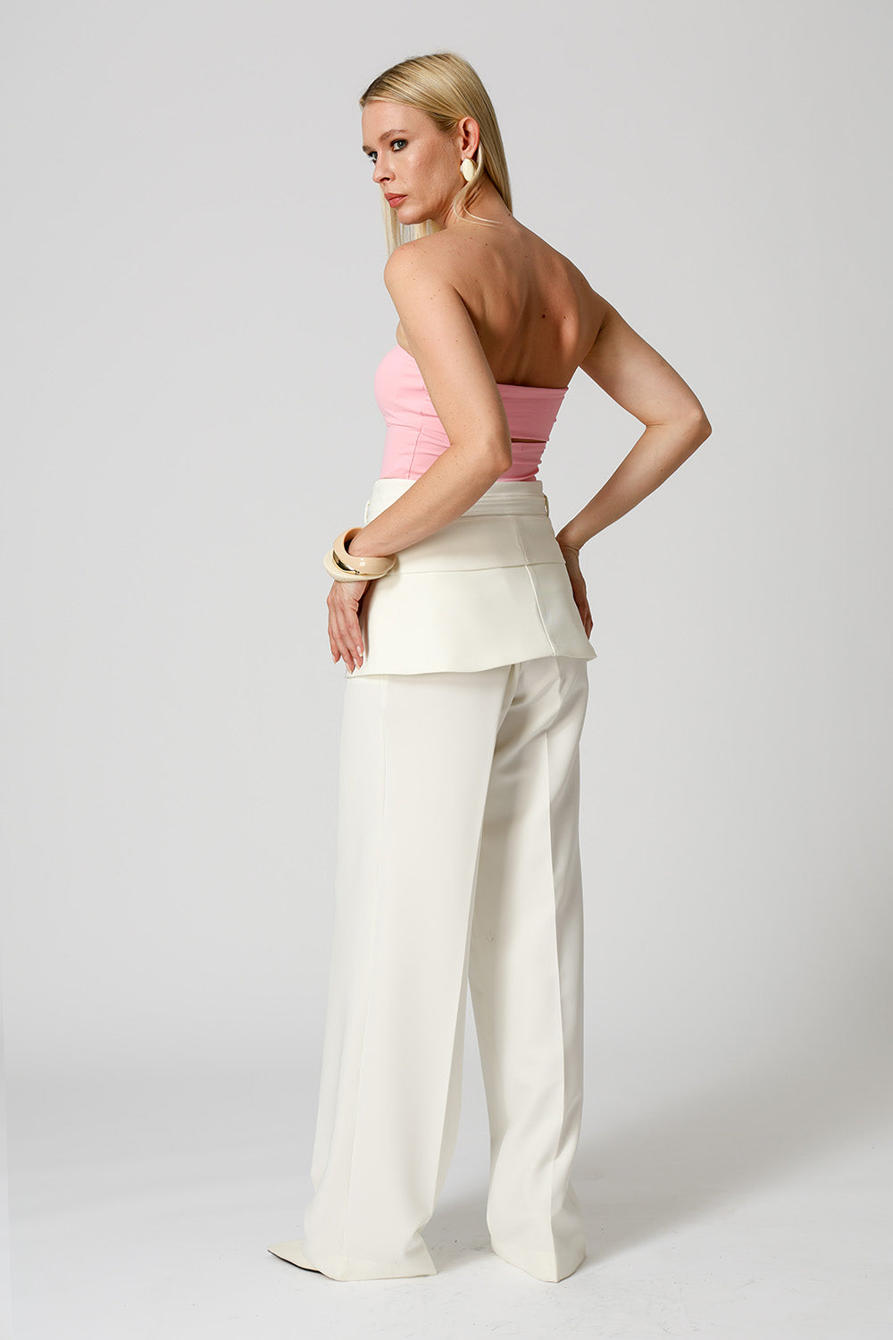 Blusa Strapless Decote Reto - ROSA CLARO