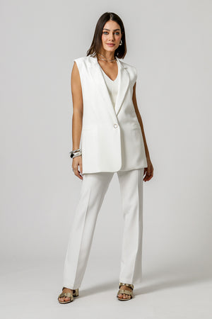 Chaleco largo entallado - BLANCO ROJO 1