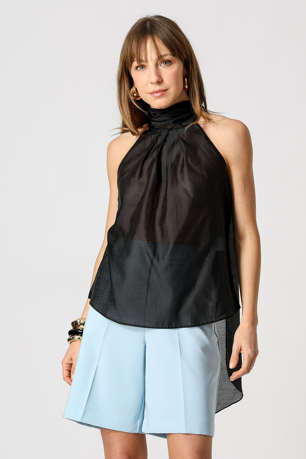Blusa Regata Com Faixa Versátil - PRETO