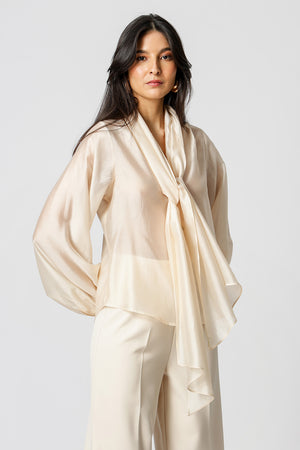 Camisa Com Laço Amplo - CRU