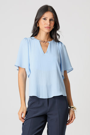 Blusa Manga Angel Com Acessório - AZUL