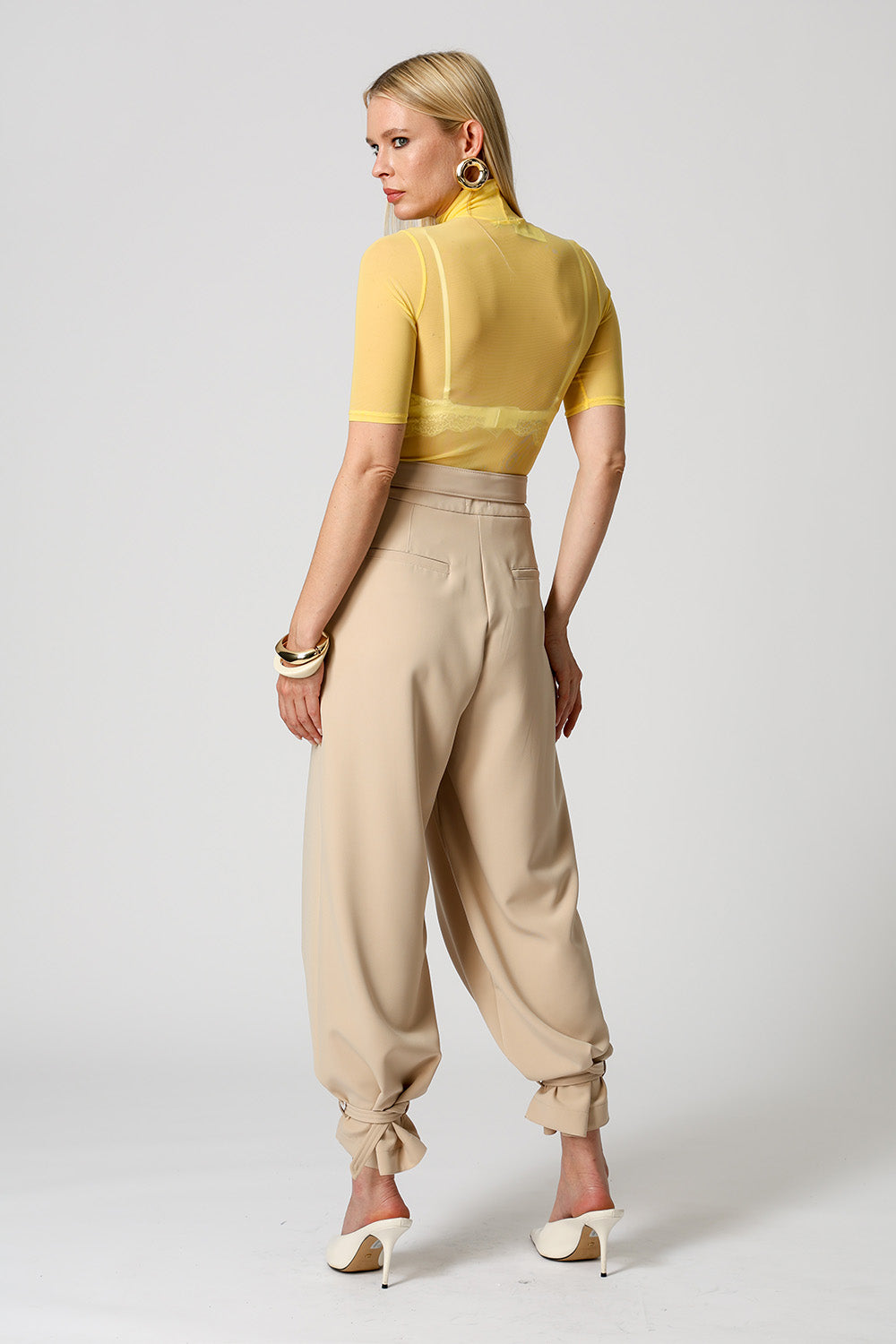 Blusa Em Tule Manga Curta - AMARELO