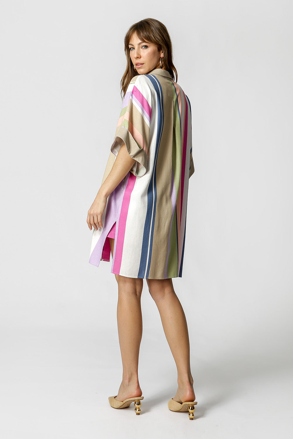 Kimono De Linho Estampado - KAKI 90155