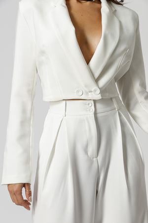 Blazer Cropped Alfaiataria - OFF WHITE