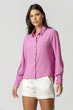 Camisa Com Abertura Na Manga - LILAS CLARO