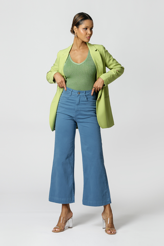 Calça Cropped Abertura Barra - DENIM