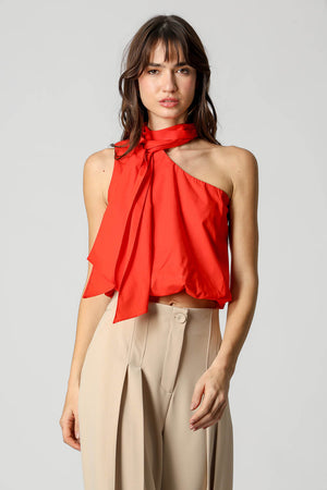 Blusa Balonê Com Gola Alta e Amarração