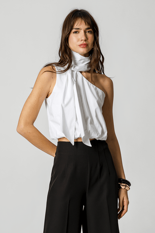 Blusa Balonê Com Gola Alta - OFF WHITE