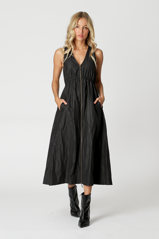 Vestido con cremallera delantera - NEGRO