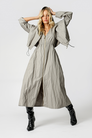 Vestido con cremallera delantera - KAKI ESC