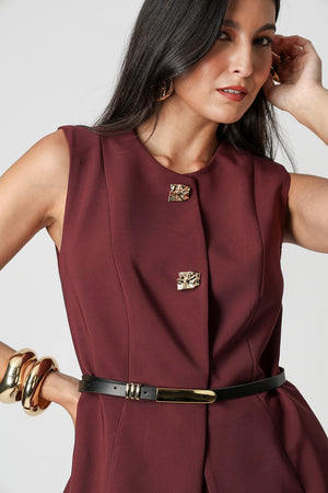 Blusa Colete Alfaiataria Com Botões