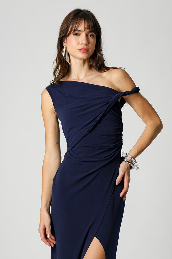 Vestido Midi Com Alça Torcida