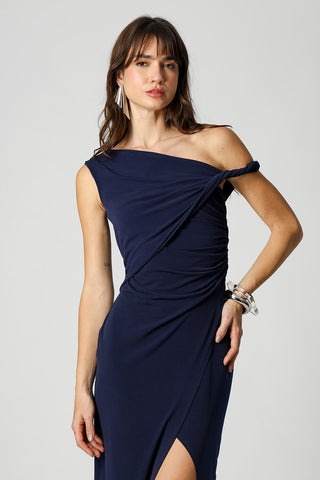 Vestido Midi Com Alça Torcida - MARINHO