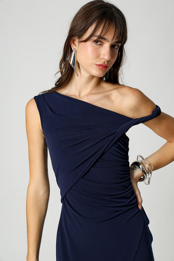 Vestido Midi Com Alça Torcida