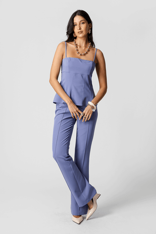 Blusa Com Recortes e Alças Finas - AZUL