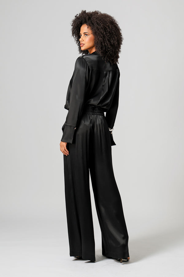 Camisa De Cetim Com Punho Largo