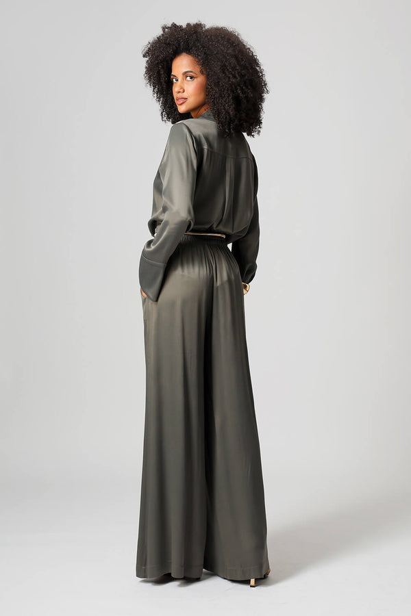 Camisa De Cetim Com Punho Largo