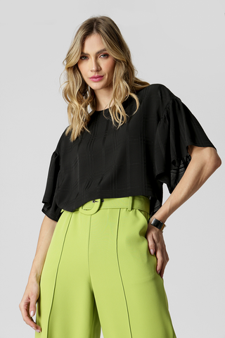 Blusa Manga Deslocada - PRETO