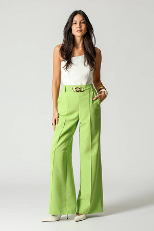 Calça Pantalona Alfaiataria Com Cinto 3 Argolas TRIMIX
