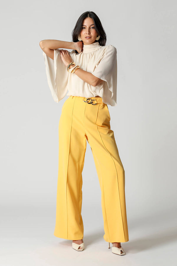Calça Pantalona Alfaiataria Com Cinto 3 Argolas TRIMIX