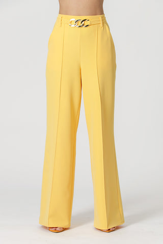 Calça Pantalona Alfaiataria Com Cinto - SOL