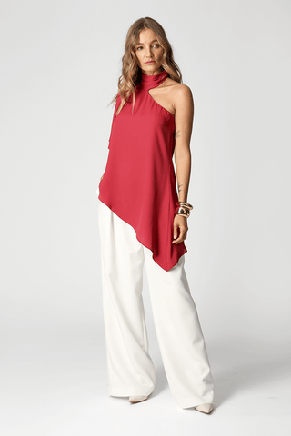 Blusa Assimétrica Com Gola - VINHO
