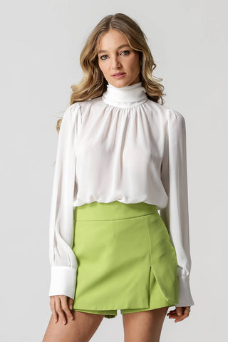 Blusa Gola Alta Com Amarração - OFF WHITE