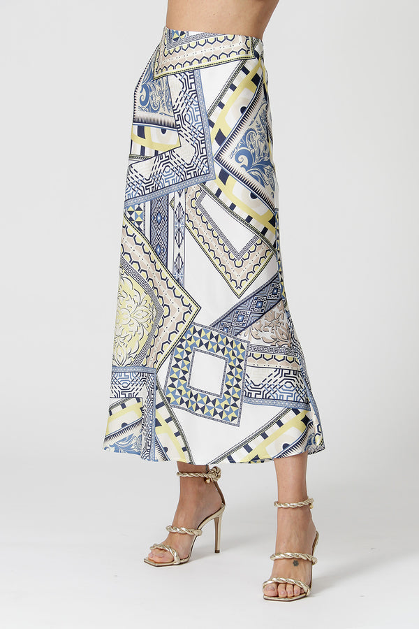 Saia De Cetim Estampada