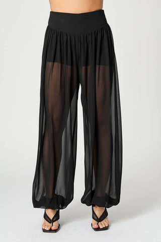 Calça Aladim Em Chiffon Glass - PRETO