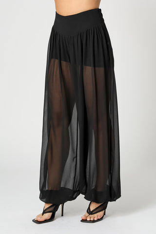 Calça Aladim Em Chiffon Glass - PRETO