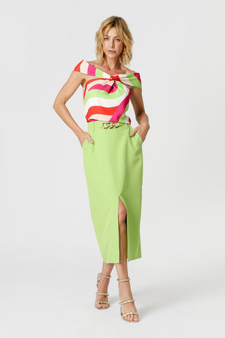 Blusa Estampada Decote No Ombro - FOLHA 7180