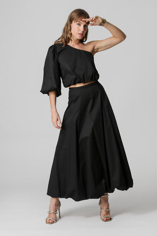 Top de un hombro con burbujas - NEGRO