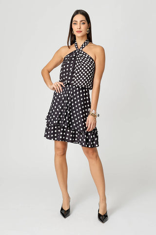 Saia Babados Evasê Crepe - PRETO 7203