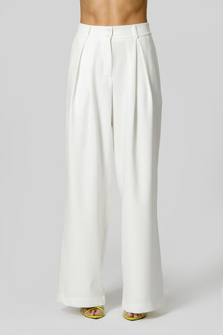Calça Pantalona Com Prega - OFF WHITE