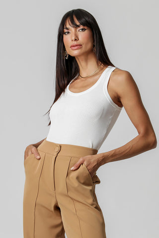 Camiseta de tirantes de punto recto - BLANCO ROJO