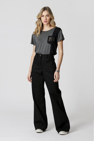 T- Shirt Com Bolso Frontal - CHUMBO MESCLA