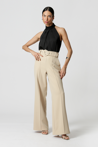 Blusa Gola Alta Em Cetim Poá - PRETO
