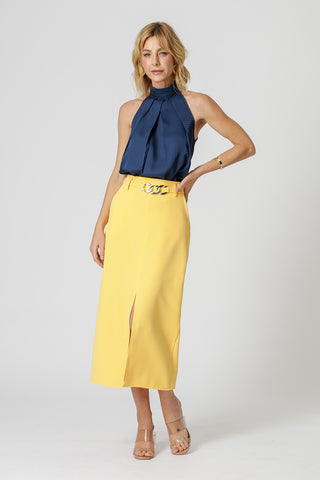 Blusa Gola Alta Em Cetim Poá - MARINHO