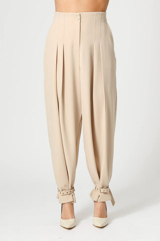 Calça Alfaiataria Com Pregas - AREIA