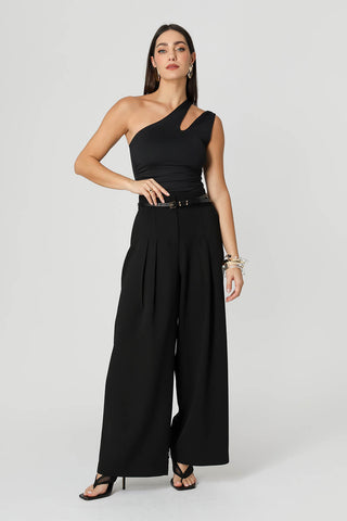 Calça Alfaiataria Com Pregas - PRETO