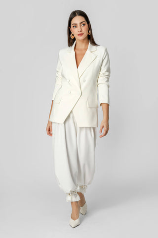 Calça Alfaiataria Com Pregas - OFF WHITE