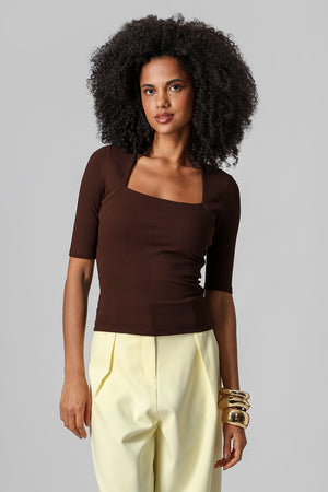 Blusa Decote Quadrado Manga Midi