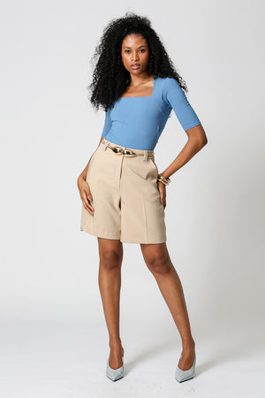 Blusa Decote Quadrado Manga Midi