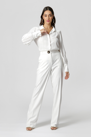 Camisa Manga Bufante Xadrez - OFF WHITE