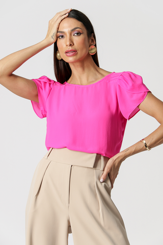 Blusa Manga Tulipa - PINK NEON