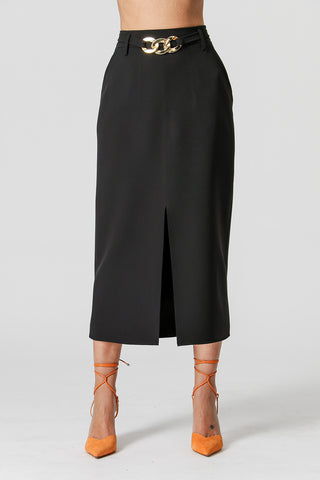 Falda midi entallada - NEGRA