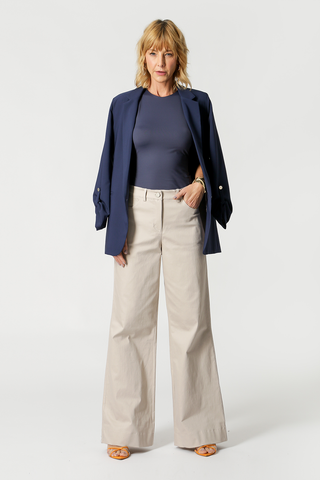 Calça Wide Leg Sarja - AREIA